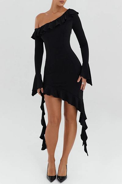 Edit by Trendyol Black Knitted Dress with Flywheel Detail - Tedaw25El00004