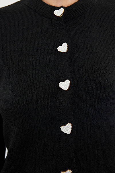 Trendyol Collection Ζακέτα με μαλακά πλεκτά κουμπιά - Μαύρη TWOAW22HI0044