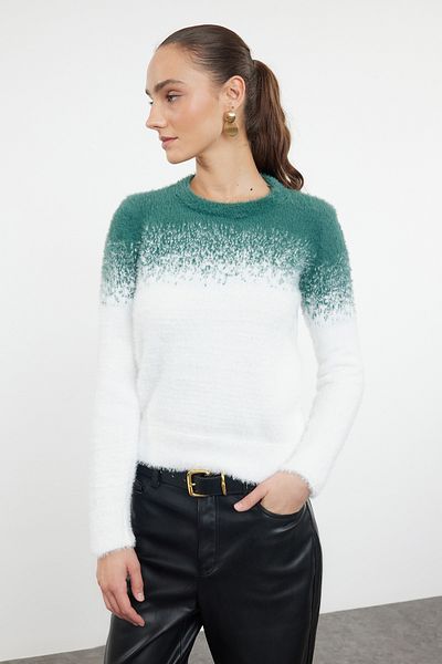 Trendyol Collection Pulover verde închis pentru tricotaj cu barbă/frânghie neclară TWOAW22KZ0092