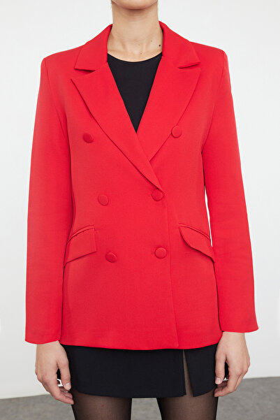 Trendyol Collection Világospiros duplasoros blézer dzseki - bélelt, szövött, TWOSS21CE0137