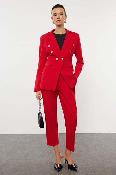 Trendyol Collection Piros blézer dzseki és szőtt nadrág szett - TWOAW25AU00115