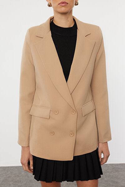 Trendyol Collection Dvouřadé sako – norkové, podšité a tkané, TWOAW21CE0272