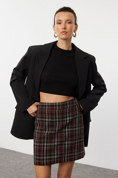 Trendyol Collection Minirock aus Tweedstoff mit Karomuster - TWOAW23ET00017