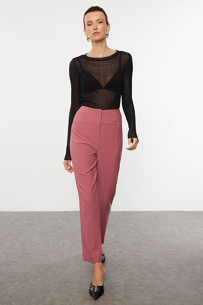 Trendyol Collection Παντελόνι Dusty Rose Cigarette - Λεπτομέρεια ραφής στενού ποδιού και μέσης, υφαντό ύφασμα TWOSS20PL0388
