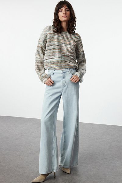 Trendyol Collection Pulover de tricotaj crop cu textura moale de culoare mentă - TWOAW25KZ00257