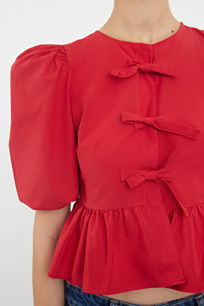 Trendyol Collection Piros szőtt ing léggömbujjjal - TWOSS24GO00236