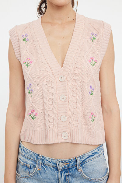 Trendyol Collection Knitwear Vest - Powder Flower Embroidery Detail, Twoaw23Sv00025