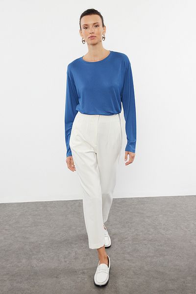 Trendyol Collection Indigo Wide Fit pletené tričko s dlouhým rukávem, Twoaw25Ts00010