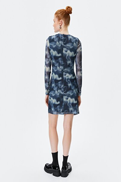 Koton Women's Navy Blue Patterned Dress