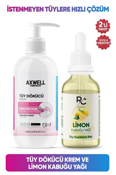 AXWELL Cream and Lemon Peel Oil Hair Removal Deal Set