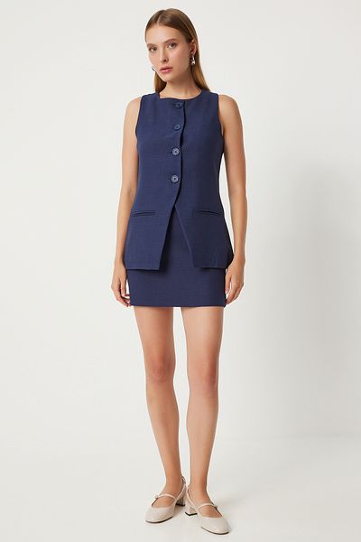 Happiness İstanbul Navy Blue Mini Women's Woven Skirt - FN03240