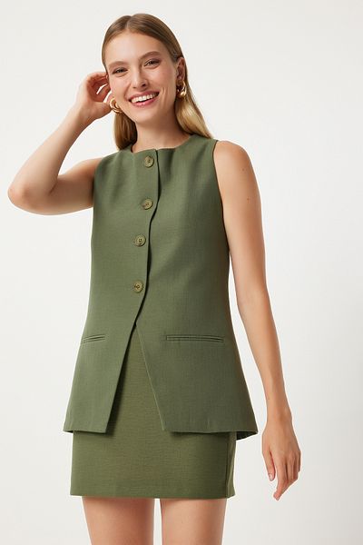 Happiness İstanbul Dark Green Women's Mini Skirt - Woven FN03240