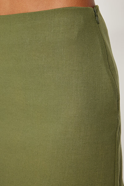 Happiness İstanbul Khaki mini női szoknya - szőtt, FN03240