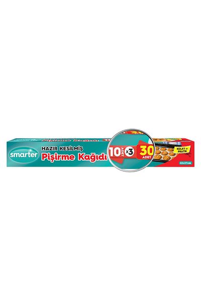 SMARTER 30 Pieces of Oily Baking Paper Ready Cut (10 Pieces X 3)