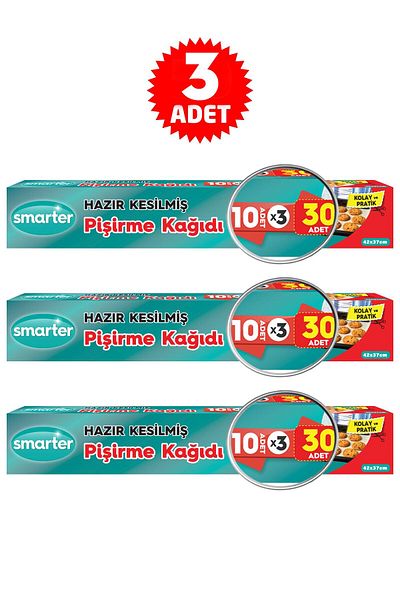 SMARTER 90 Pieces of Oily Baking Paper Ready Cut 3 Packs (30 Pieces X 3)