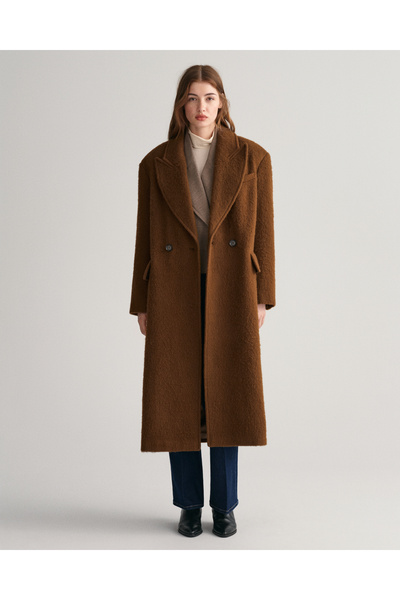 Gant Kadın Kahverengi Oversize Fit Klasik Yaka Kaban