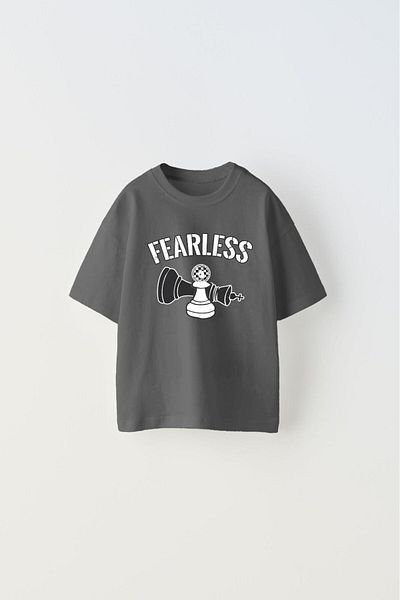 The Champ Clothing Fearless Written Chess Design Printed Smoked Children's T-Shirt