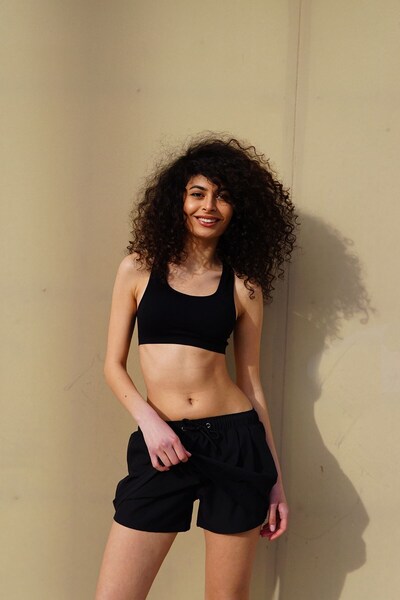 C&City Dámské lycrové plavky sukně C1810 černá