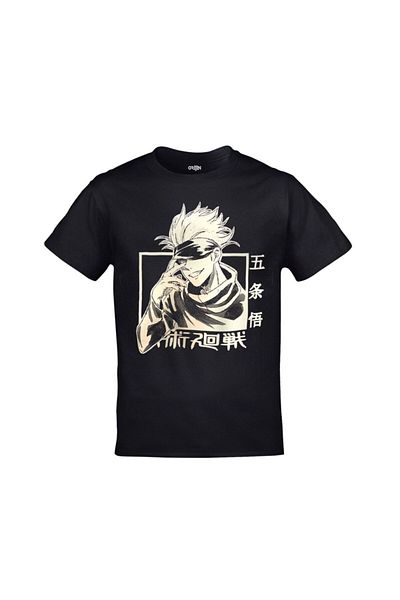 Orijin Tekstil Μαύρο μπλουζάκι Jujutsu Kaisen Satoru Gojo Anime με στάμπα Unisex