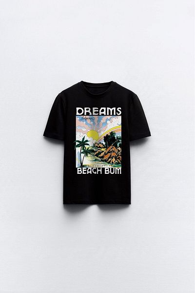 The Champ Clothing Dreams Beach Bum - Παιδικό μαύρο μπλουζάκι, γραπτό τοπίο και σχέδιο εκτύπωσης