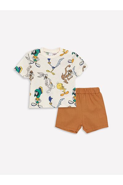 LC Waikiki Bugs Bunny Printed Baby Boy Set - Crew Neck T-Shirt and Shorts 2 Pieces