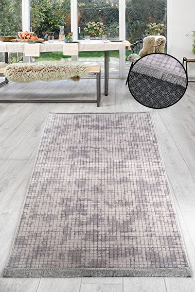 Dokumacıoğlu Kare Plus Gri Spor Düz Saçaklı Kaymaz Leke Tutmaz Yıkanabilir Mu...