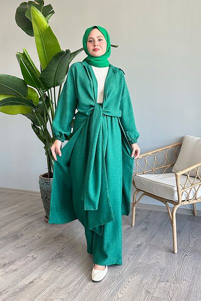 InStyle Casual Green Vema Double Set - Slit Detailed