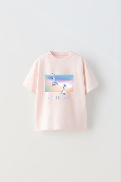 The Champ Clothing Pink Color Chess Printed Children's T-shirt - Chess Design
