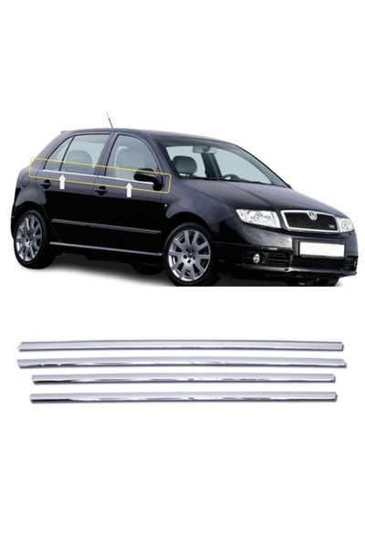 MYTUNİNG Skoda Fabia Hb Uyumlu Krom Cam Çıtası 4 parça P.çelik 1999-2008 Arası
