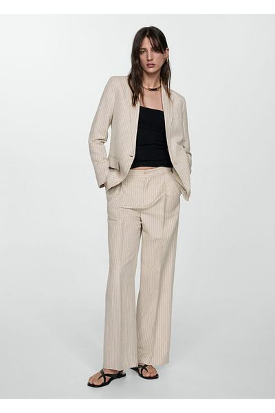 MANGO Woman Υφασμάτινο μπλέιζερ με ρίγες