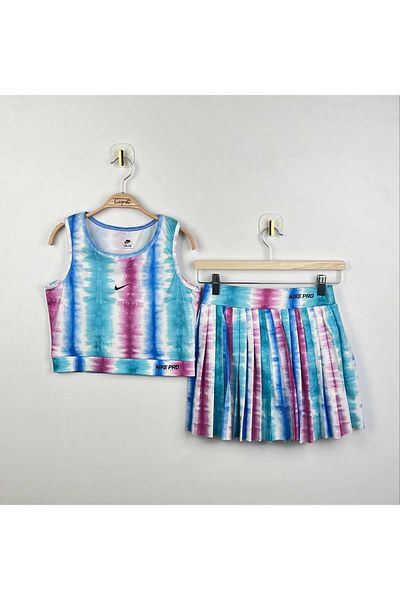 mikam Vibrant Color Stylish Designed Pleated Skirt Crop Boxer Swimsuit for Girl