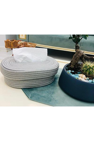 ModaCardin Jute and Wicker Napkin Holder Box - Organizer Tableware Organizer