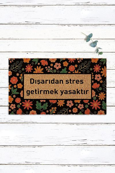Paspas Yap Floral Framed Written Mat Koko Mat Outside Door Mat Doormat Door Front Mat for Home