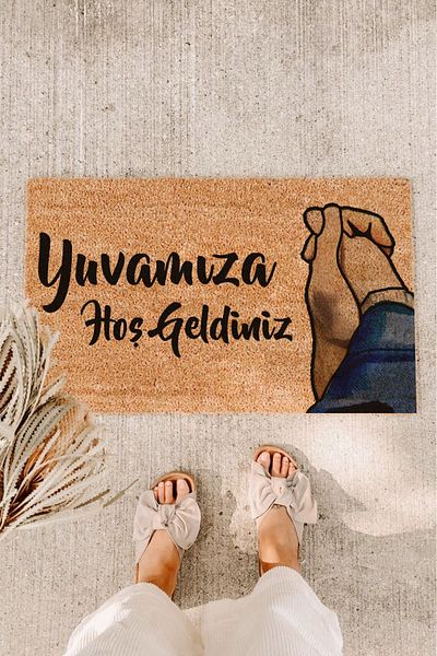 Paspas Yap Welcome to Our Home Double Figured Door Mat Koko Door Mat Exterior Door Mat Printed Door Mat