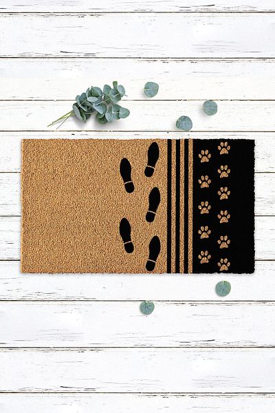 Paspas Yap Koko Mat with Paws and Footprints Door Mat Door Mat PVC Base Bristle Mat