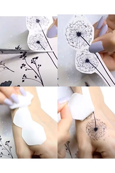 Airbrush Tattoo Büyük Boy Yapıştırma Dövme Geçici Dövme Seti 4 Adet Birden Model 16