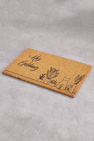 Paspas Yap Door Mat with Cats and Flowers Entrance Mat Apartment Exterior Door Mat Bristle Mat Home Mat