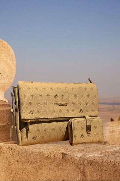 Armine Mink Printed Bag and Wallet Set