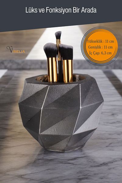 Viselia Ασημί Antique Color Makeup Organizer - Βούρτσα και πινέλο Μοντέλο 20