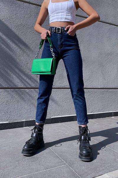 DRC trend Dark Blue Lycra Mom Fit Jean Trousers - Zippered