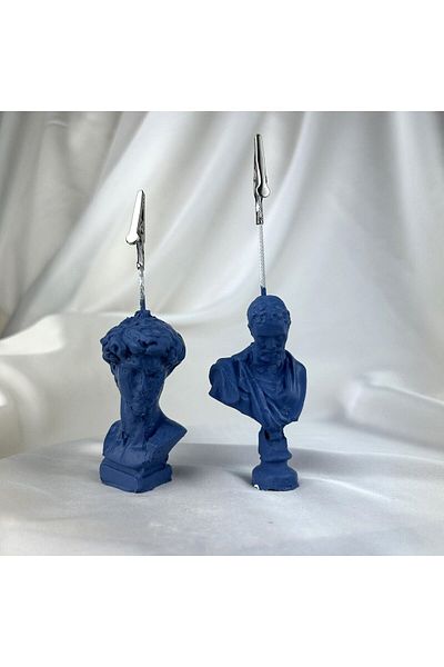 Melouro Gray Blue Michelangelo and David Sculpture 2-Piece Note Holder Set