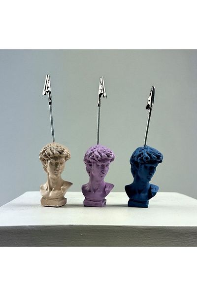 Melouro David Sculpture Note Holder Set of 3 (cream - Lilac - Gray Blue)