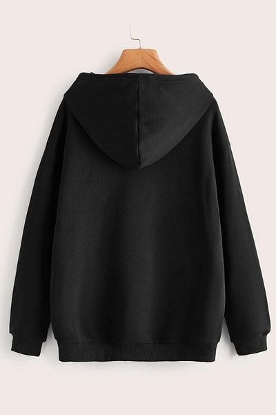 MODAGEN Unisex černá oversize mikina s kapucí s potiskem Los Angeles