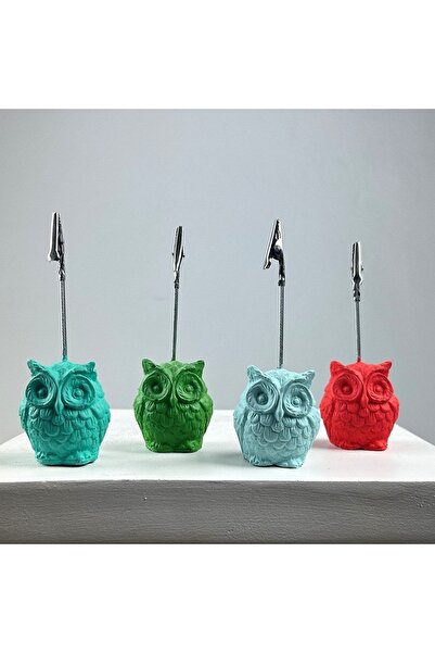 Melouro Owl Note Holder Set of 4 (Ice Green - Mint - Coral - Green)