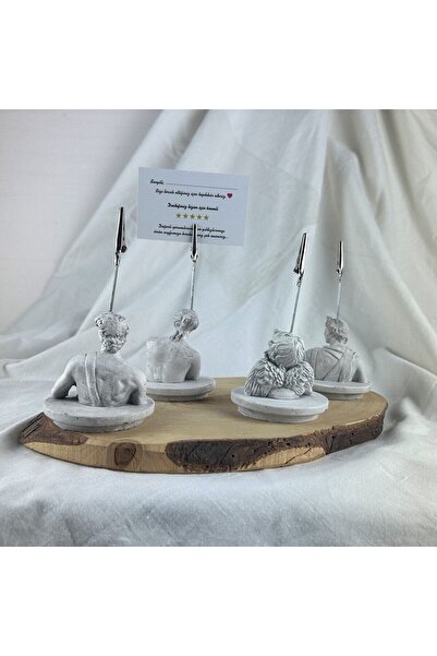 Melouro Gray Antique David, Venus, Apollo and Cupid (Angel) Sculpture Set of 4 Note Holders, Photo Holder