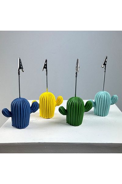 Melouro Cactus Note Holder Set of 4 (green - Yellow - Mint-grey Blue)