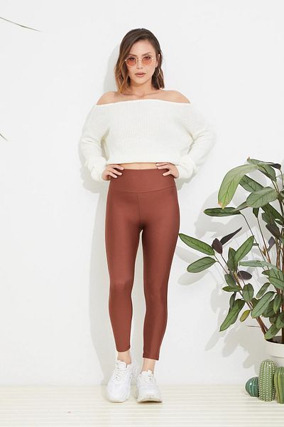 Go Veform Jambiere sport pentru femei cu talie înaltă - elastic și maro ZN5121