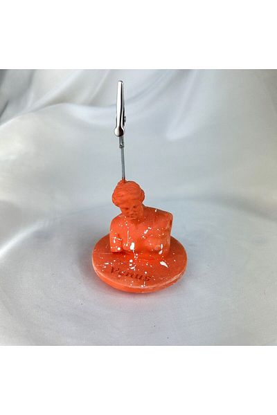 Melouro Orange Venus Pedestal Sculpture Note Holder, Photo Holder