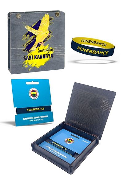 Fenerbahçe Yellow Navy Blue Double Sided Licensed Silicone Bracelet - Canary Printed Boxed