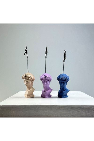 Melouro David Sculpture Note Holder Set of 3 (cream - Lilac - Gray Blue)